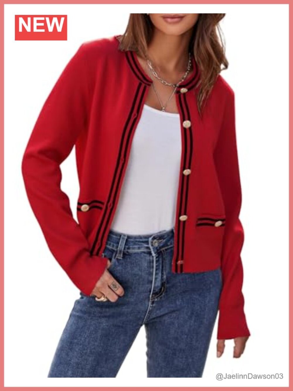 Cropped Tweed Cardigan Button Down Open Front Knit Sweater